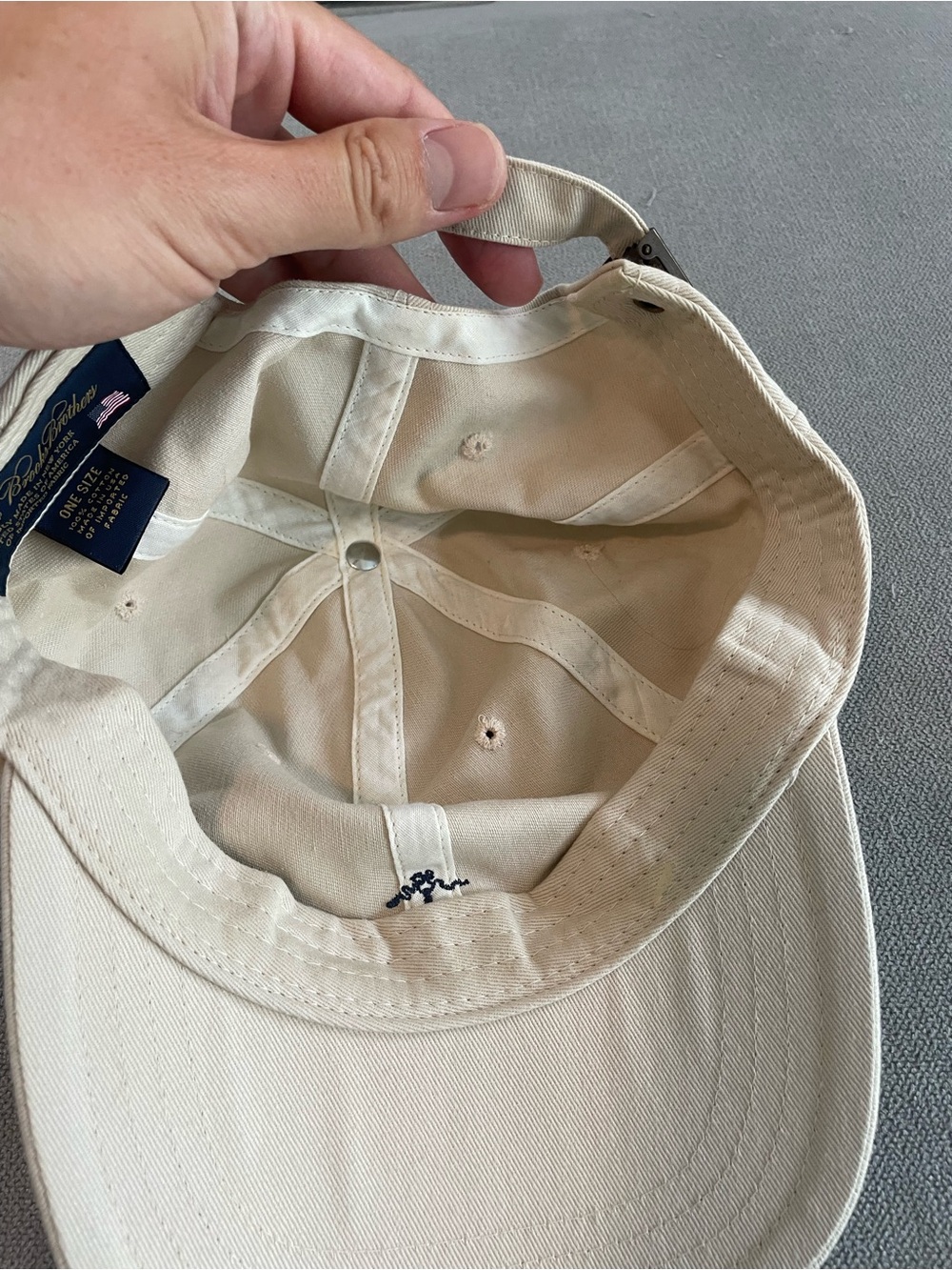 Brooks Brothers baseball cap beige canvas adjustable made in USA - Picture 3 of 5